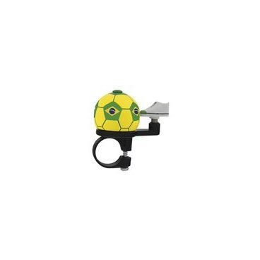 Звонок Vinca Sport алюминий - пластик мини D=38мм "футбол/Бразилия" желто-зеленый,  5-420200