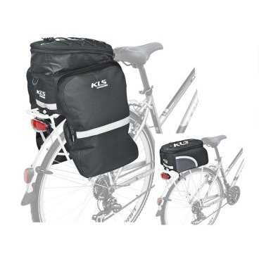 Велосумка на багажник KELLYS SUPREMO, трёхсекционная, объем 7+10л, молнии YKK, Rear Pannier Bag KLS