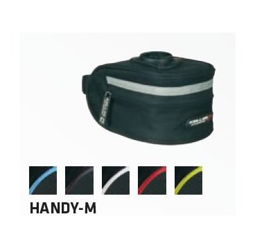 Велосумка под седло KELLYS HANDY-M, обьём 0.7л, быстросъёмное крепление, чёрная с салатовой полоской, Saddle Bag HANDY