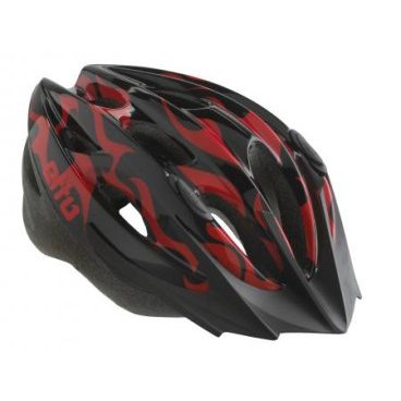 Велошлем Etto Shark, детский, цвет чёрный с орнаментом "красное пламя", размер 50-57см, 322701