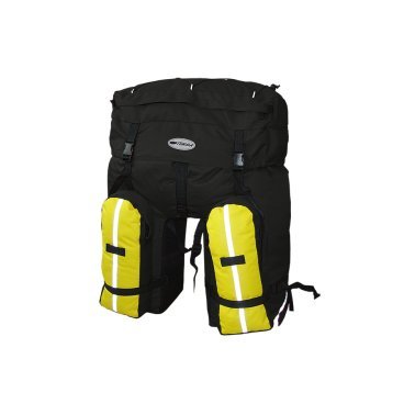 Фото Велосипедная сумка  "штаны" на багажн. ПЕГАС "3 в1" V=80л черно-желтая Терра, 10-013