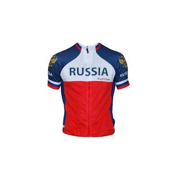 Велофутболка FunkierBike J-RUSSIA  PRO с лого РОССИЯ  с молнией S бело-сине-красная, 16-011