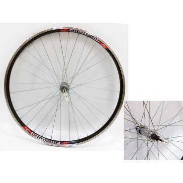 Фото Колесо велосипедное VELOOLIMP 26", переднее, алюминиевый одинарный обод, стальная втулка, эксцентрик, серое