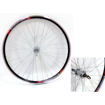 Фото Колесо велосипедное VELOOLIMP 26", заднее, алюминиевый двойной обод, стальная втулка, эксцентрик, черное