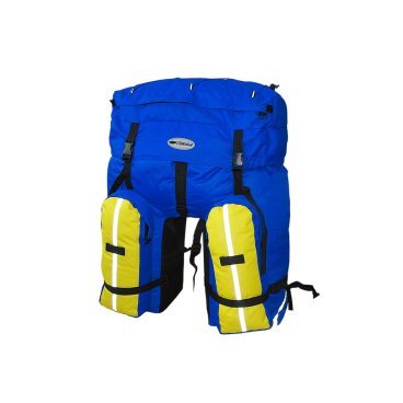 Фото Сумка на багажник ПЕГАС Терра, "штаны", 3 в 1, V=80 л, желто-голубая, 10-014