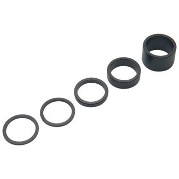 Фото Кольца приставочные алюминиевые PRO, 1-1/8", набор: 2;2;5;10;20 мм, черные, PR320492