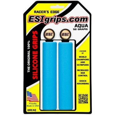 Грипсы велосипедные ESI Racer's Edge, 130 мм, силикон, голубой, GREAQ