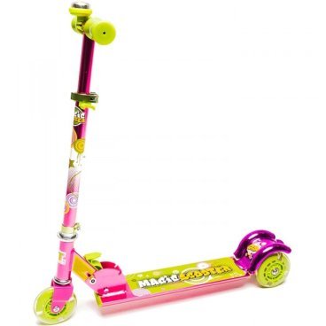Фото Самокат TechTeam, трёхколёсный, Magic Scooter со светящимися колесами,  регулируемый, розовый, детский, TT.Magic.pink