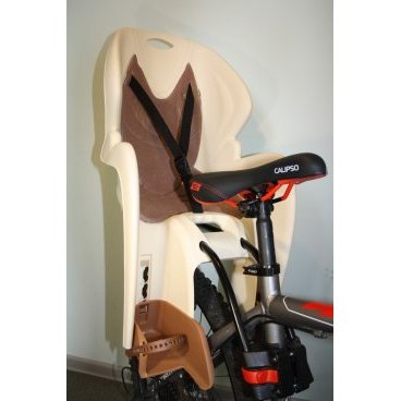 Детское велокресло DIEFFE, на подседельную трубу, бежевое с коричневой накладкой, до 22 кг, Италия