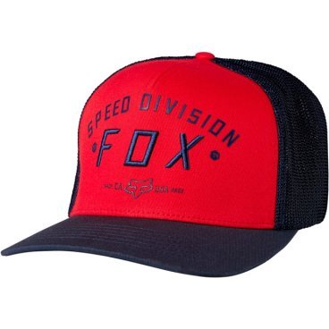 Фото Велобейсболка подростковая Fox Youth Speed Division Flexfit, темно-красный, 19793-208-OS