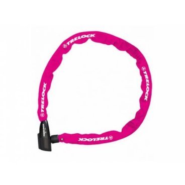 Фото Велосипедный замок TRELOCK BC 115/110/4, цепь, на ключ, тканевая-оболочка, розовый, 8004425