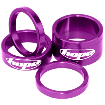 Фото Велосипедные проставочные кольца "Hope"под вынос, на шток вилки 1 1/8" Фиолетовые (комплект). SDOCPU