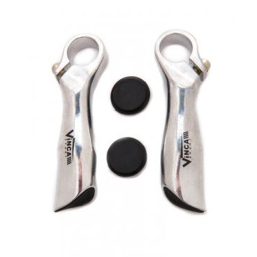 Рога для велосипеда Vinca удлиненные с логотипом (пара) материал – алюминий, серебристые VBE 5