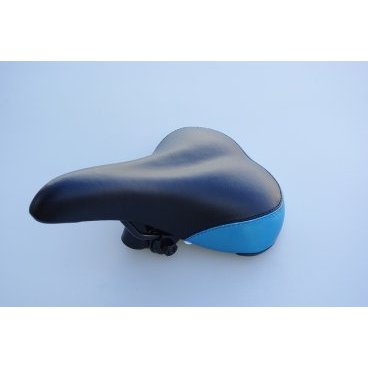 Фото Седло велосипедное STARK 6015 MTB 265*170mm, пластиковый бампер, с креплением, черно\синее