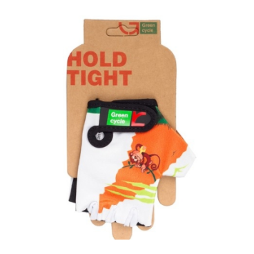 Велоперчатки детские Green Cycle NC-2339-2014, бело-оранжевые