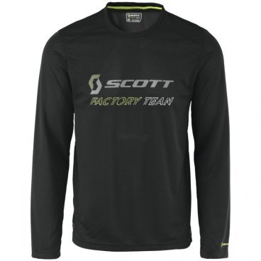 Фото Велофутболка Scott Factory Team, длинный рукав, black/lime green(черный/зеленый лайм), 2016, 234683