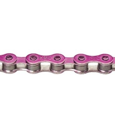 Фото Цепь KMC S1 Color, для дорожных велосипедов, 1ск, 1/2''x1/8'', 112 звеньев, с замком,  розовая, 300217