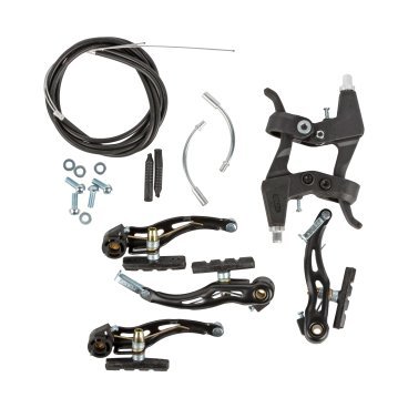Фото Тормоза PEAK, V-brake в сборе, комплект: стальные тормоза, пластиковые ручки, тросы с рубашками, ZTB17824