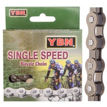 Фото Цепь велосипедная YBN S410, 1/2"x1/8", 100 звеньев, 1 скорость, серебристая, 570071, LU089364