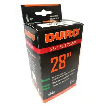 Камера велосипедная DURO, 28x1,50/1,75, (37/47-622), бутил, автониппель A/V, DHB01010