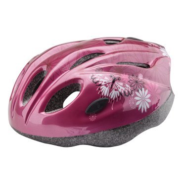 Фото Шлем велосипедный STELS MV11, out-mold, красный с цветами, 600045
