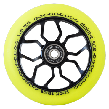 Фото Колесо для трюкового самоката TechTeam Duker 202, 110 мм, алюминий, ABEC 9, светло-зелёный, WheelD202lightgree
