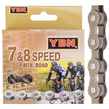 Фото Цепь велосипедная YBN S52, 1/2"x3/32", 7-8 скоростей, 110 звеньев, в индивидуальной упаковке, 570081