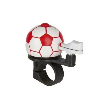 Фото Звонок велосипедный FORWARD Футбольный мяч, алюминиевый D40 мм, красный, УТ-00018948