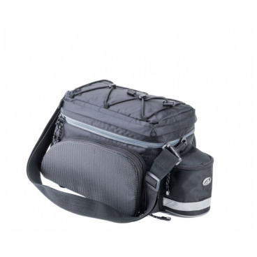 Фото Сумка велосипедная AUTHOR NEW, на багажник, A-N441 X9 с боковым карманом +отдел для фляги, с ремнем черная, 8-15000007