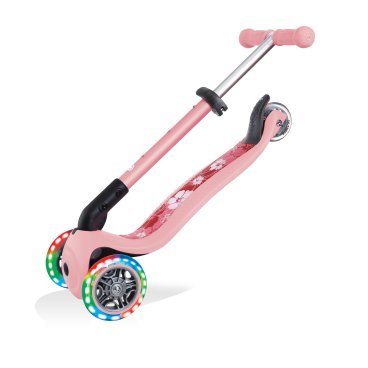 Самокат Globber JUNIOR FOLDABLE FANTASY LIGHTS, складной, трехколесный, детский, светящиеся колеса, пастельно-розовый