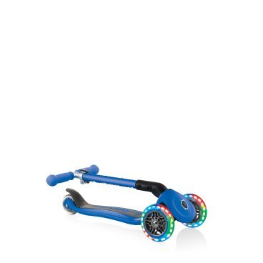 Самокат Globber JUNIOR FOLDABLE LIGHTS, складной, трехколесный, детский, светящиеся колеса, синий