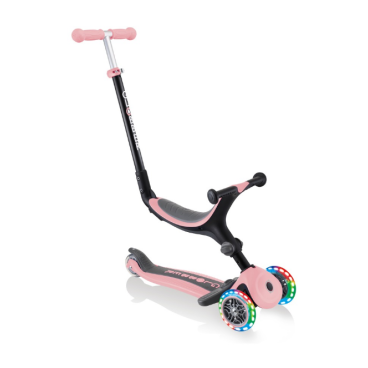 Фото Самокат-трансформер Globber GO UP FOLDABLE LIGHTS, складной, трехколесный, детский, светящиеся колеса, пастельно-розовый
