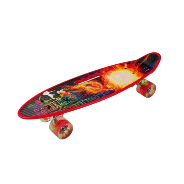 Скейтборд (пенниборд) PWS 23" Print "Fire Dance", светящиеся колеса, подвеска - Alu, ABEC-7, красный, УТ00019210
