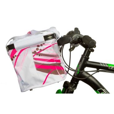 Сумка на руль велосипедная M-WAVE, складная, алюминиевый каркас, V=20л быстросъемная, бело-розовая, 5-122382