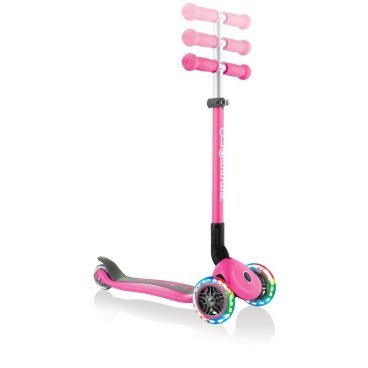 Самокат Globber PRIMO FOLDABLE LIGHTS, детский, трехколесный, складной, светящиеся колеса, розовый, 432-110-2
