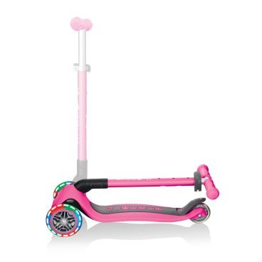 Самокат Globber PRIMO FOLDABLE LIGHTS, детский, трехколесный, складной, светящиеся колеса, розовый, 432-110-2