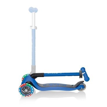 Самокат Globber PRIMO FOLDABLE LIGHTS, детский, трехколесный, складной, светящиеся колеса, синий, 432-100-2
