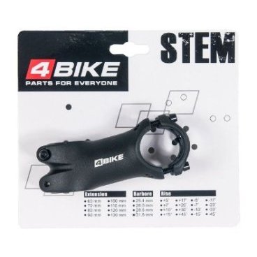 Вынос руля велосипедный 4BIKE TDS-C302, алюминий, длина 75, угол +10°, диаметр 31.8 мм, ARV-ST-C302-751031B