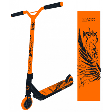 Фото Самокат трюковый XAOS Phoenix Orange 100 мм, подростковый, двухколесный, оранжевый, 2021, SX18556