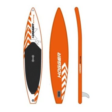 SUP доска HOGGER Surfing 12.6", надувная, для серфинга, drop-stich двухслойная технология, оранжевый/белый, orange