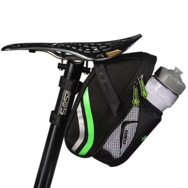 Фото Сумка велосипедная Rockbros, подседельная, карман для бутылки, нейлон+полиэстер, черный, C7-BK