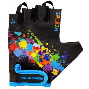 Перчатки велосипедные Vinca Sport VG 981 splash, детские, черные