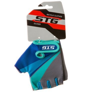 Перчатки велосипедные STG 908, детские, защитная прокладка, серо/салатово/бирюзовый