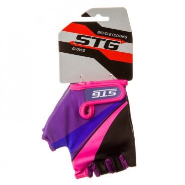 Перчатки велосипедные STG 909, детские, защитная прокладка, фиолетовый/черный/розовый