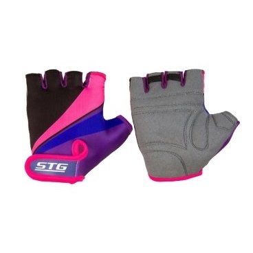 Перчатки велосипедные STG 909, детские, защитная прокладка, фиолетовый/черный/розовый