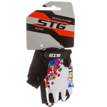 Перчатки велосипедные STG AL-05-1589, детские, на липучке, разноцветный/серый