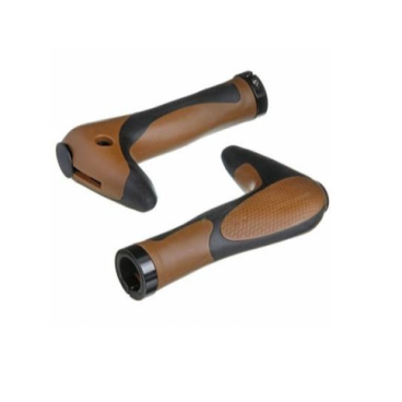 Грипсы-рога велосипедные HUALONG HL-G205, 150 мм, черно-коричневые, Х53992