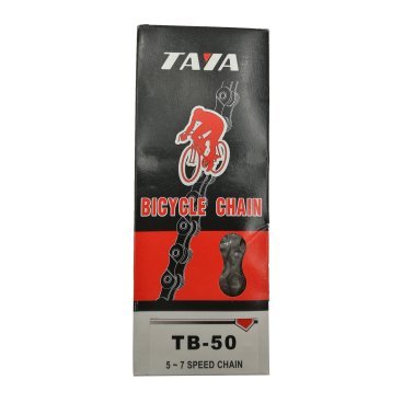 Цепь велосипедная TAYA TB-50, 6-7 скоростей, 1/2"x3/32", 116L, чёрный, аналог KMC Z51, TB-50