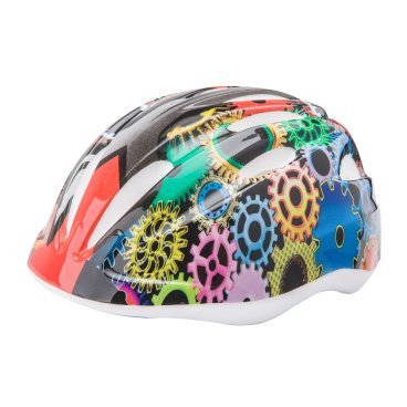 Фото Шлем велосипедный Stels HB6-3_c, детский, out-mold, "разноцветные шестерни"