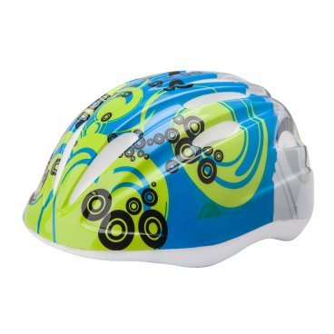 Фото Шлем велосипедный Stels HB6-3_d, детский, out-mold, серо-сине-салатовый